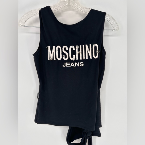 Moschino Tops - Vintage Moschino Women's Logo Wrap Tank Size 42 Black Made In Italy Y2K 2000s